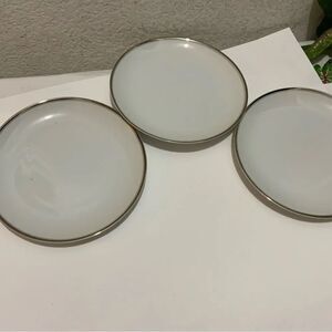 3 International Elegance White Bread Plate 6 1/2" Platinum Rim Plaza China 6035